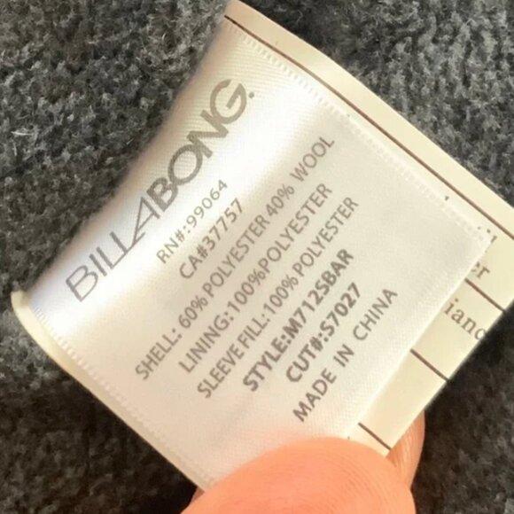 BILLABONG 60% poly/40% wool fleece lined coat/NWT/Mens S - Picture 4 of 11